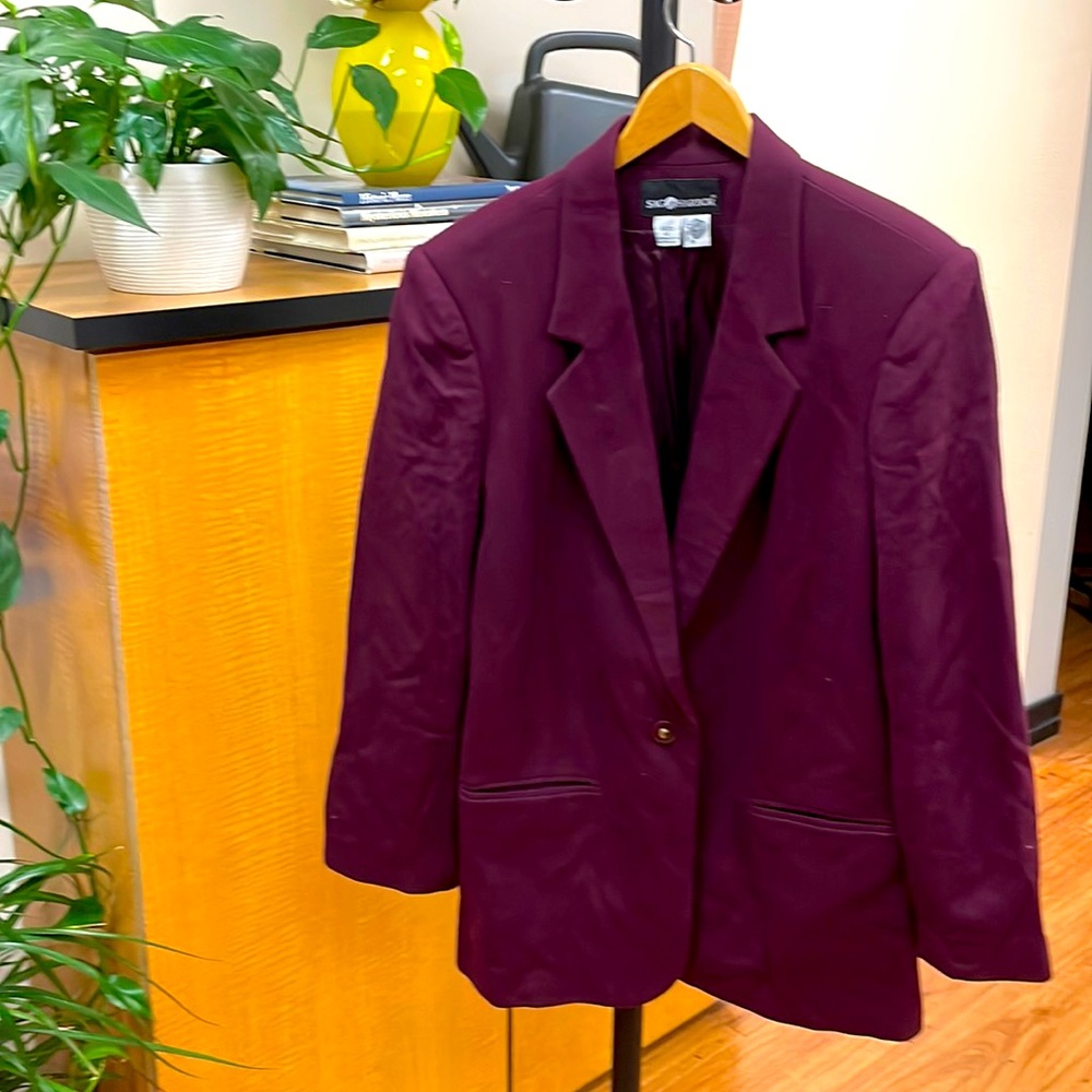Vintage 100% Wool Blazer Maroon Size 12
